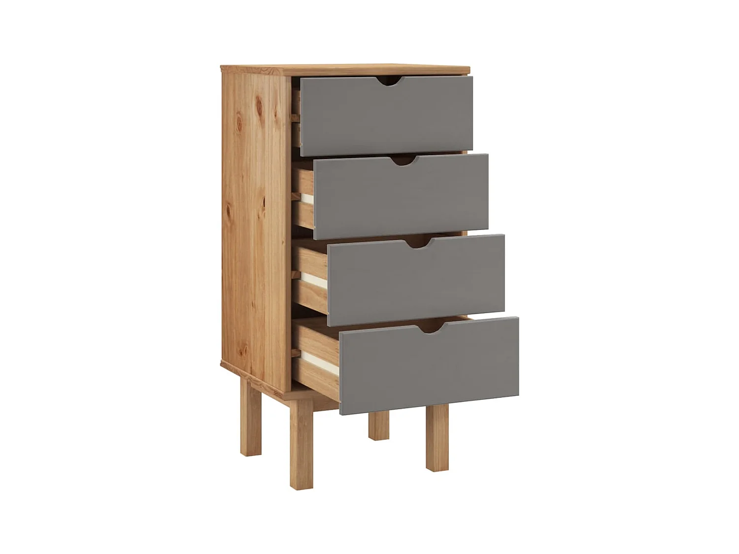 Cassettiera OTTA Marrone e Grigio 45x39x90 cm in Legno di Pino