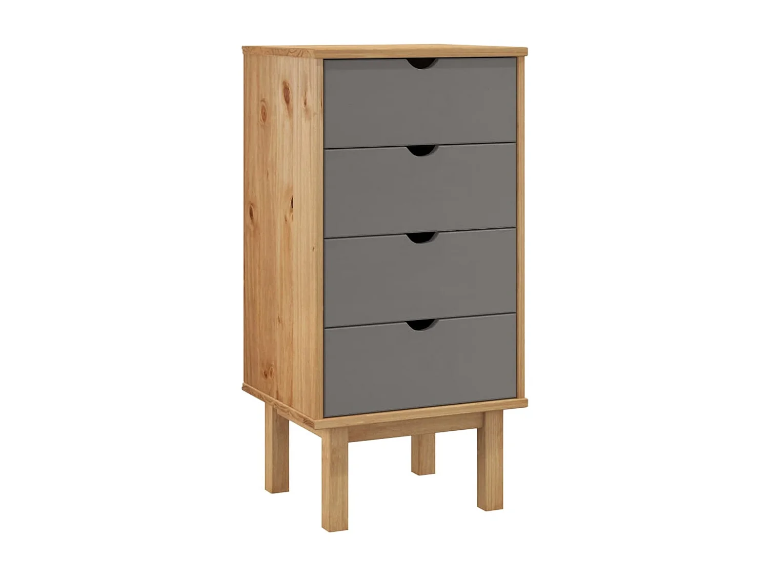 Commode OTTA marron et gris 45x39x90 cm bois de pin massif