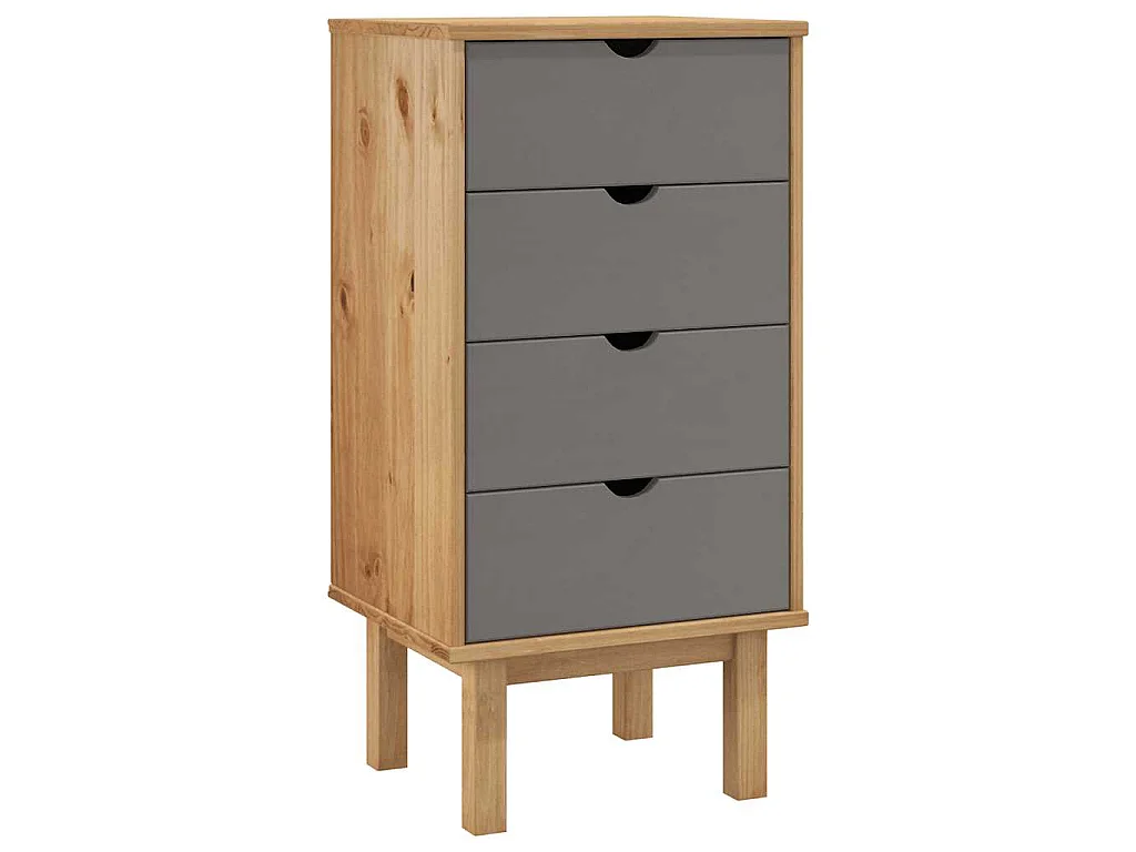 Commode OTTA marron et gris 45x39x90 cm bois de pin massif
