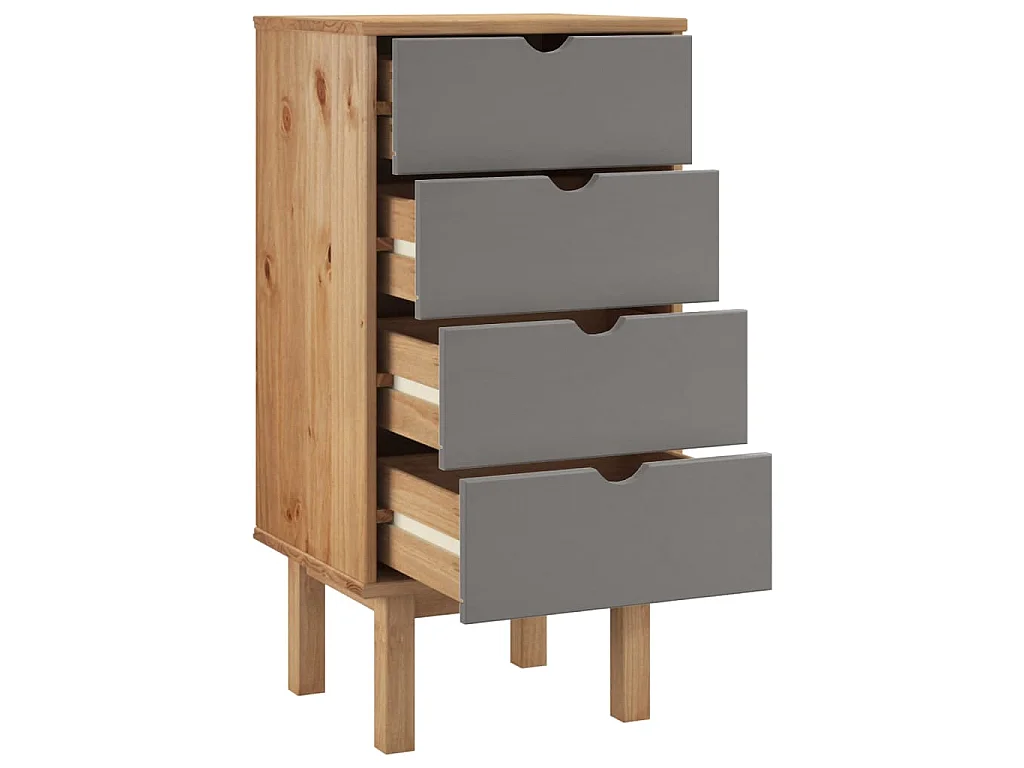 Commode OTTA marron et gris 45x39x90 cm bois de pin massif