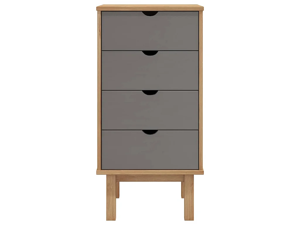 Commode OTTA marron et gris 45x39x90 cm bois de pin massif