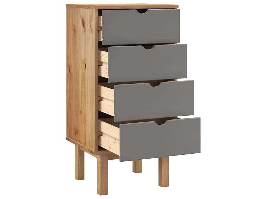 Commode OTTA marron et gris 45x39x90 cm bois de pin massif