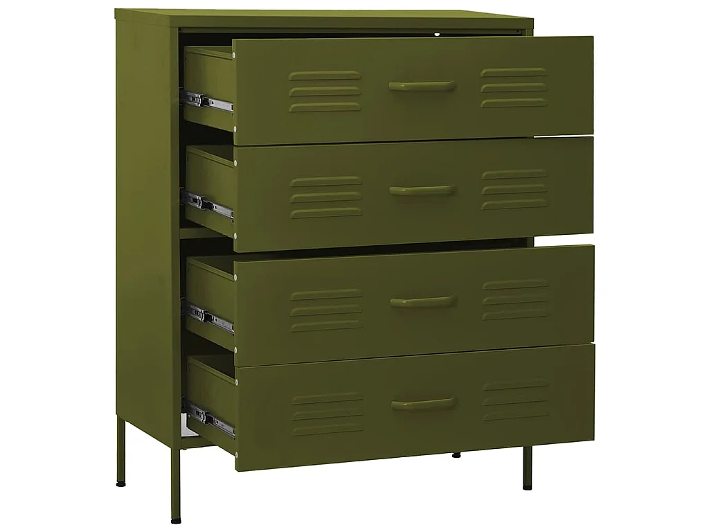 Cassettiera Verde Oliva 80x35x101,5 cm in Acciaio