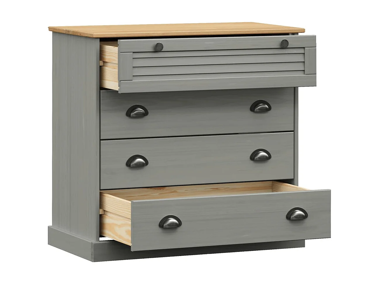 Commode VIGO gris 80x40x76 cm bois massif de pin