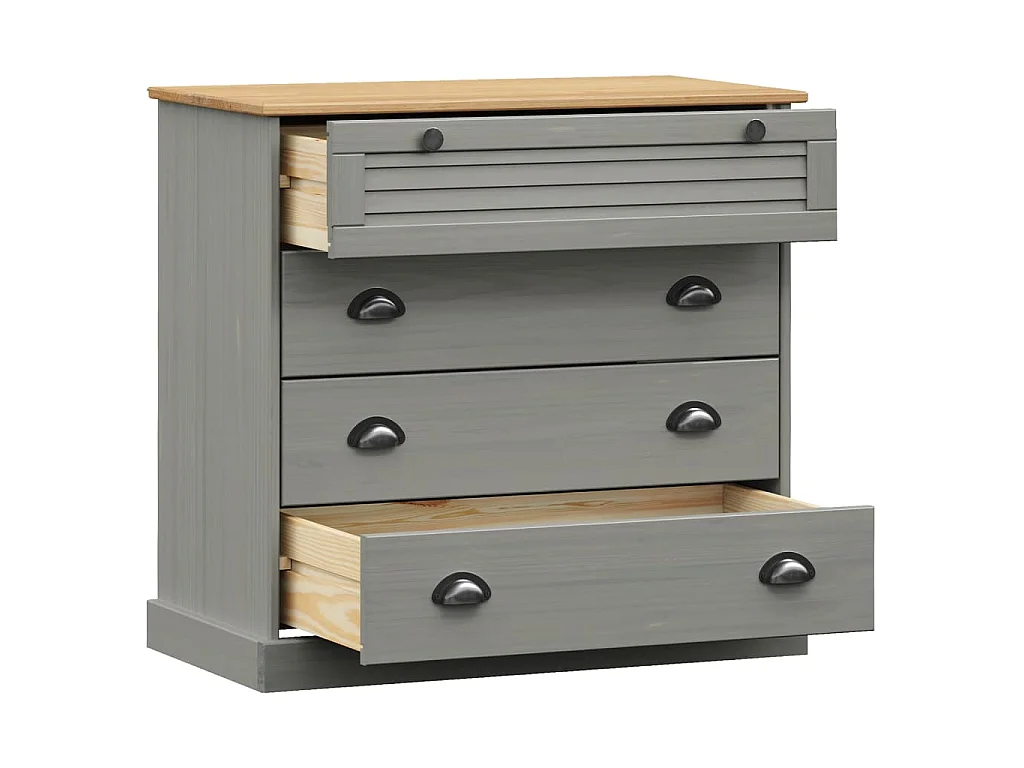 Commode VIGO gris 80x40x76 cm bois massif de pin