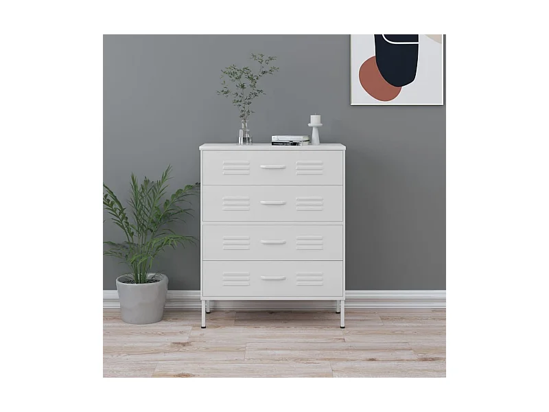 Kommode Weiß 80x35x101,5 cm Stahl