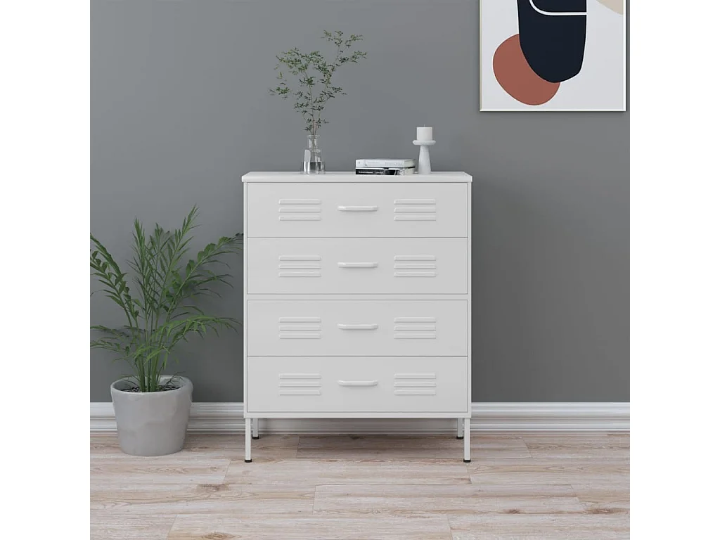 Kommode Weiß 80x35x101,5 cm Stahl