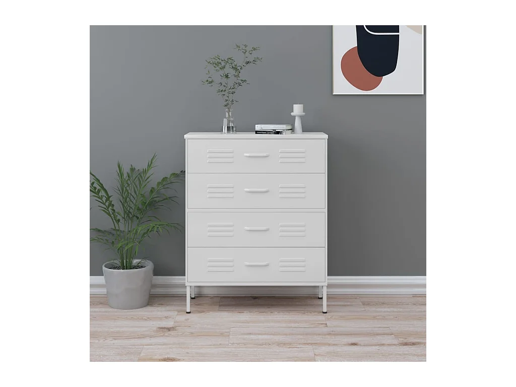 Commode Blanc 80x35x101,5 cm Acier