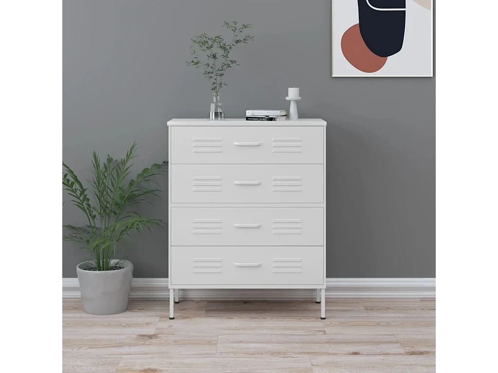 Ladekast 80x35x101,5 cm staal wit