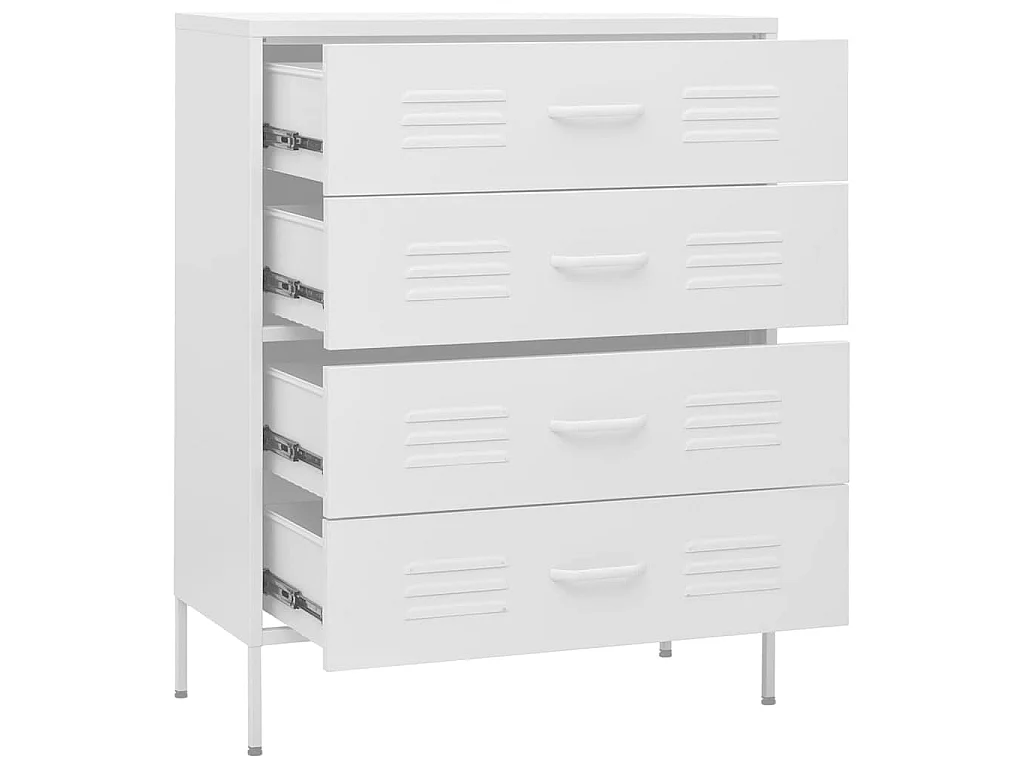 Commode Blanc 80x35x101,5 cm Acier