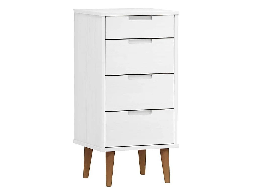 Commode MOLDE Blanc 40x35x82 cm Bois de pin massif