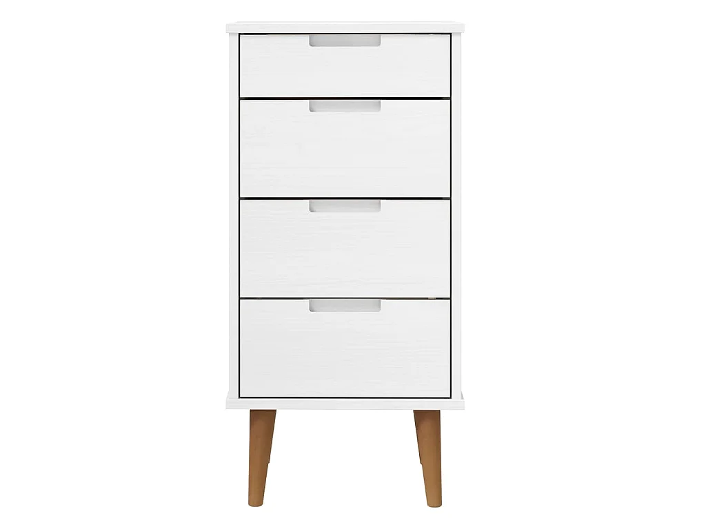 Commode MOLDE Blanc 40x35x82 cm Bois de pin massif