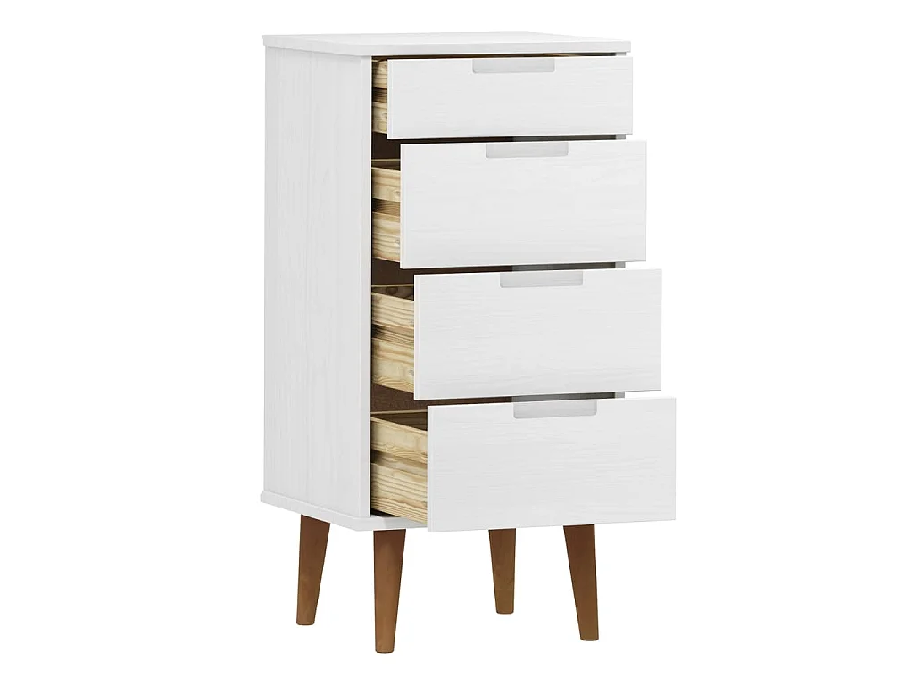 Commode MOLDE Blanc 40x35x82 cm Bois de pin massif