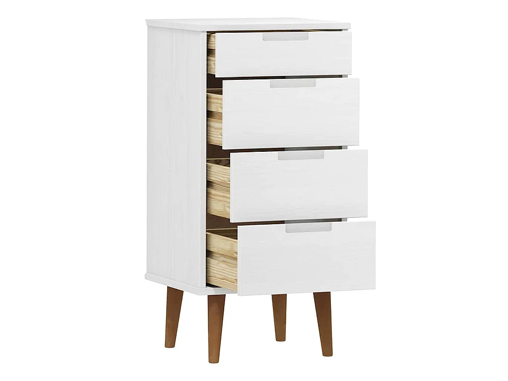 Schubladenschrank MOLDE Weiß 40x35x82 cm Massivholz Kiefer