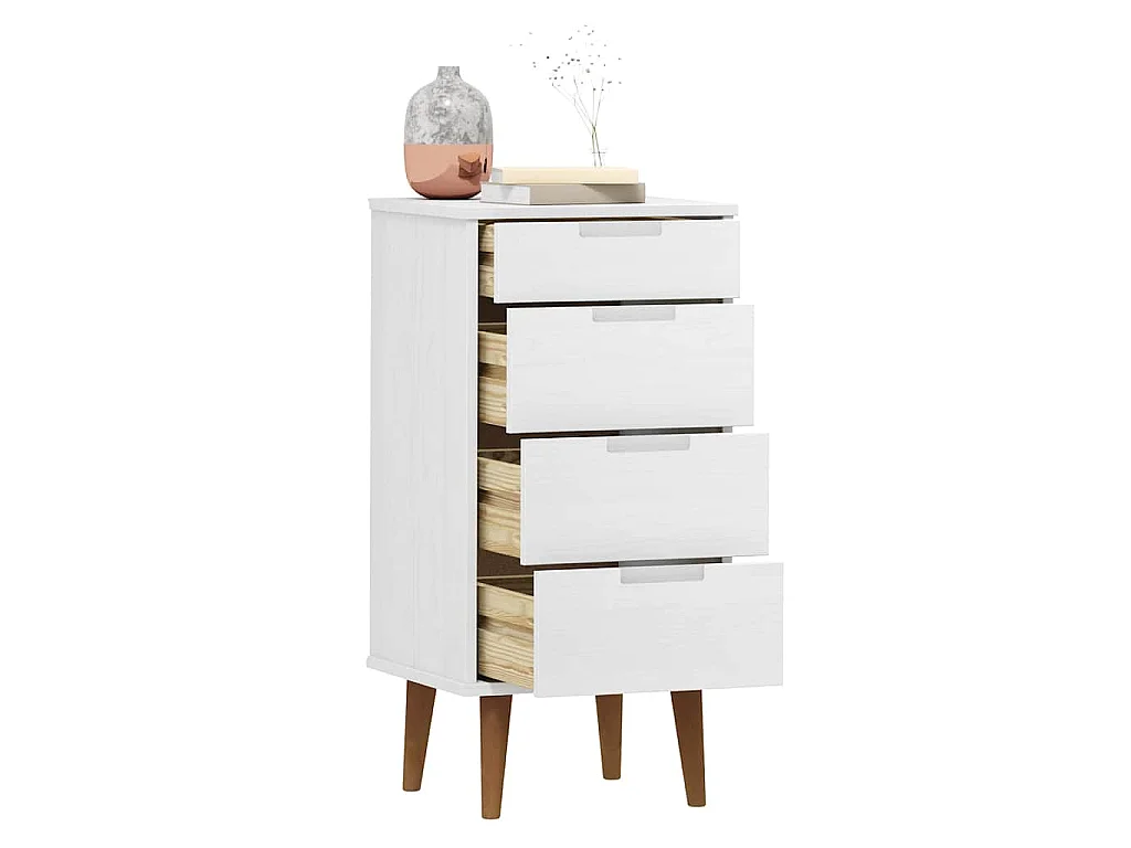 Schubladenschrank MOLDE Weiß 40x35x82 cm Massivholz Kiefer