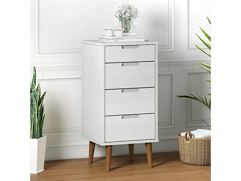 Commode MOLDE Blanc 40x35x82 cm Bois de pin massif