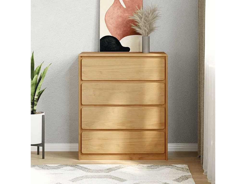 Cómoda SAUDA 76,5x39x91 cm madeira de pinho maciça cor carvalho