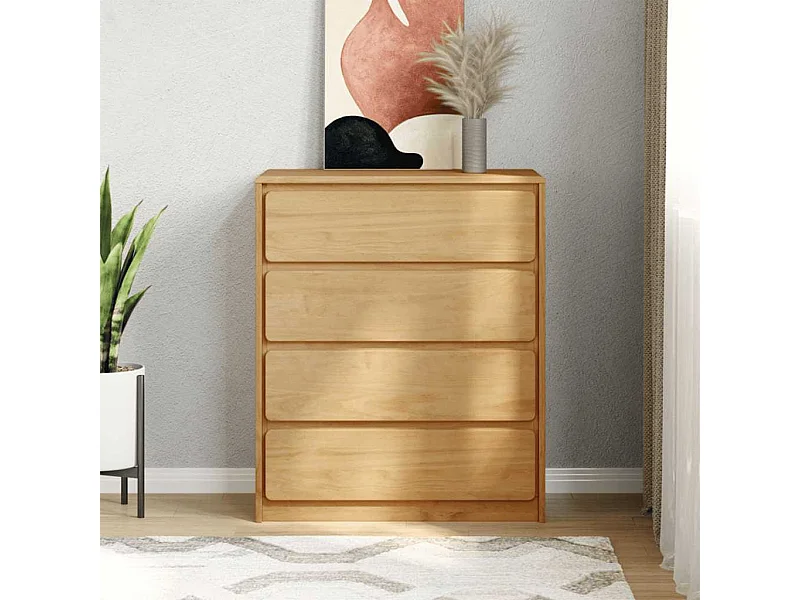 Cómoda SAUDA 76,5x39x91 cm madeira de pinho maciça cor carvalho