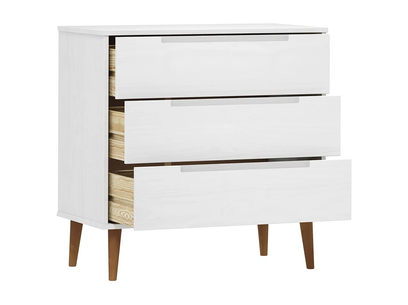 Commode MOLDE Blanc 80x40x80 cm Bois de pin massif