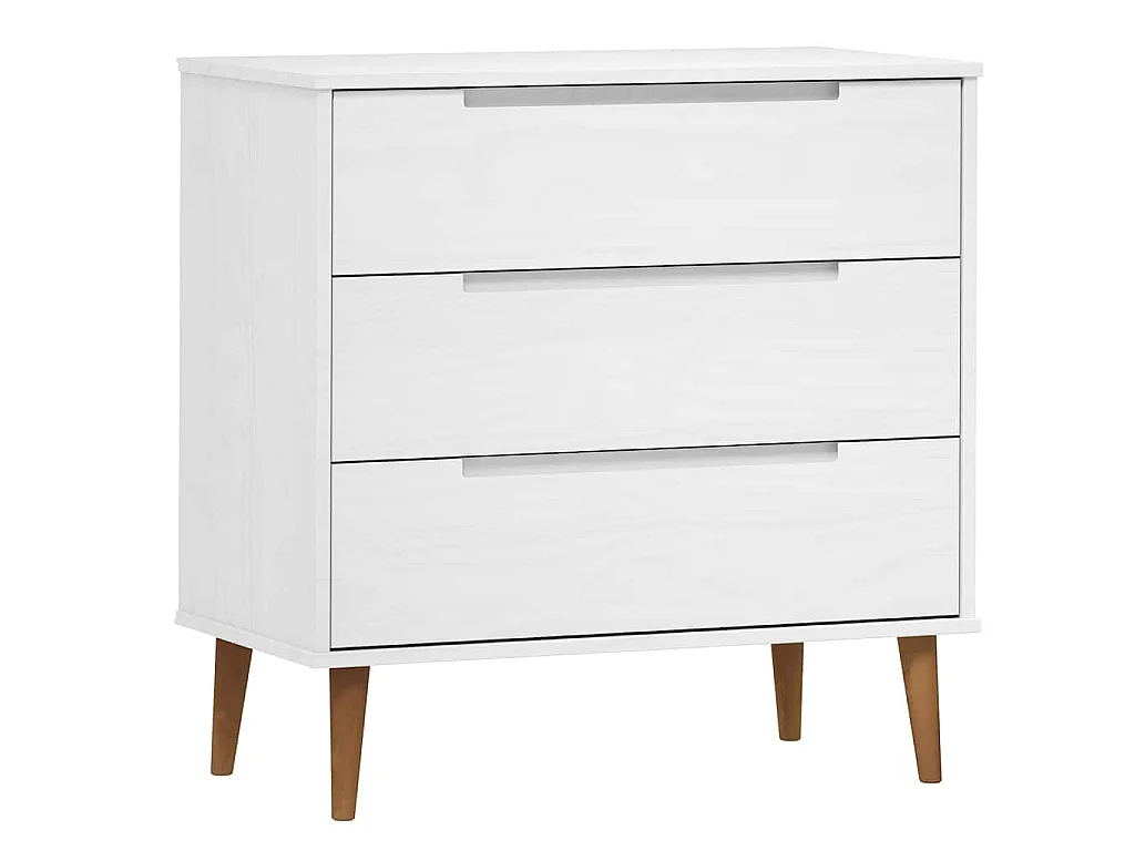 Commode MOLDE Blanc 80x40x80 cm Bois de pin massif