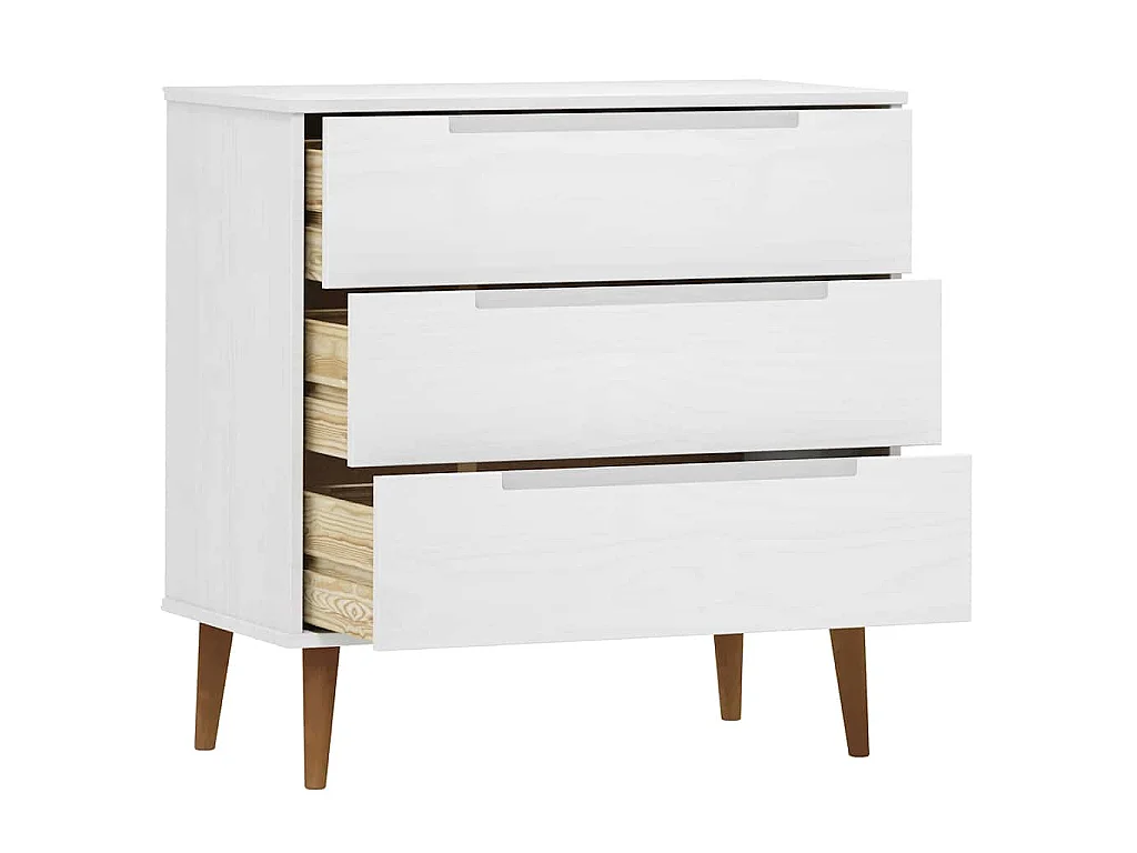 Commode MOLDE Blanc 80x40x80 cm Bois de pin massif