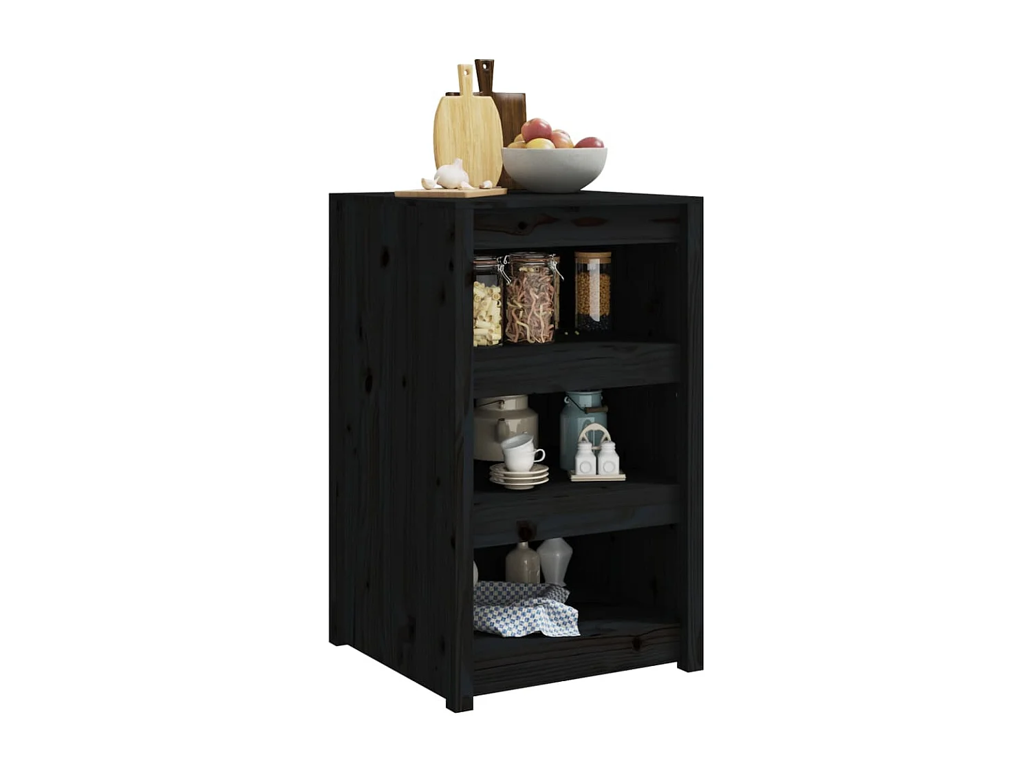Armoire de cuisine d'extérieur noir 55x55x92 cm bois pin massif