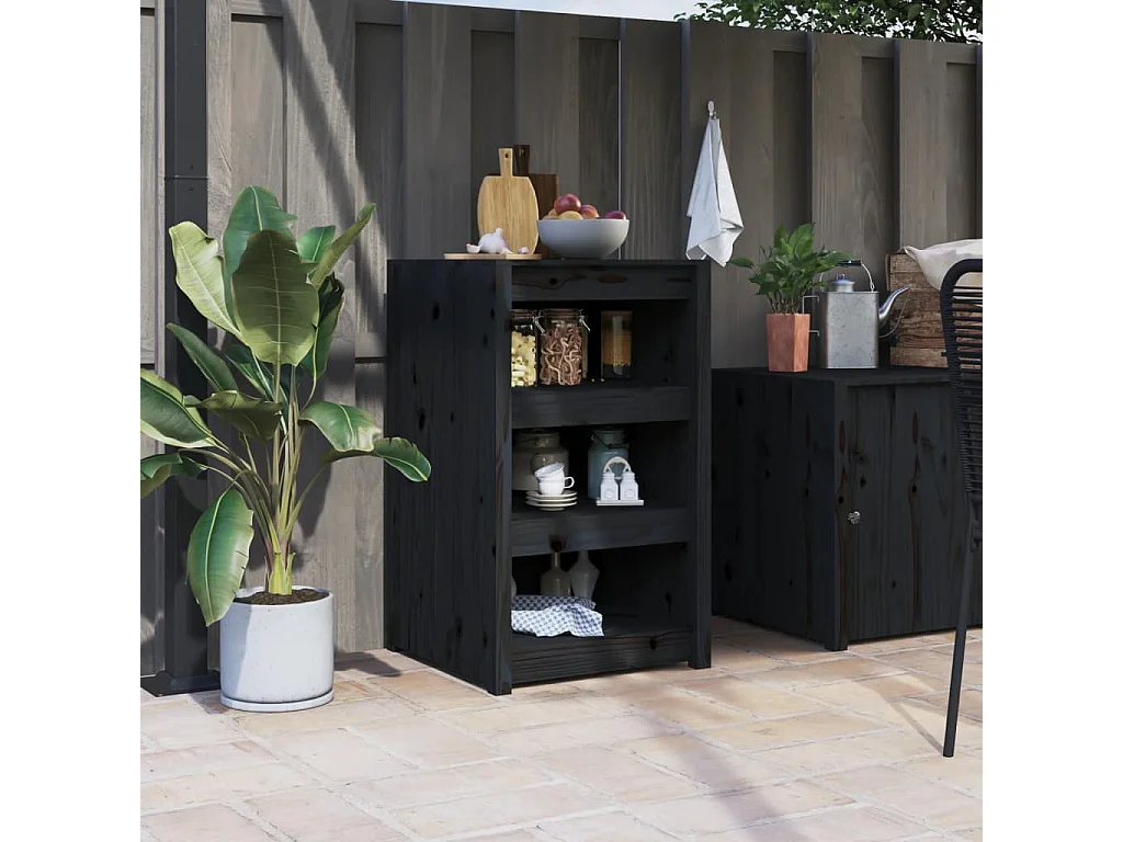 Armoire de cuisine d'extérieur MEPPEL noir 55x55x92 cm bois pin massif