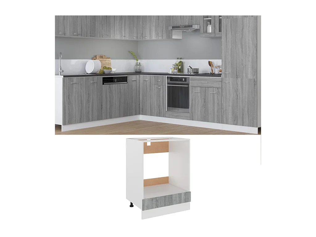 Meuble de four "Riga" Gris Sonoma 60 x 46 x 81,5 cm Bois d'ingénierie