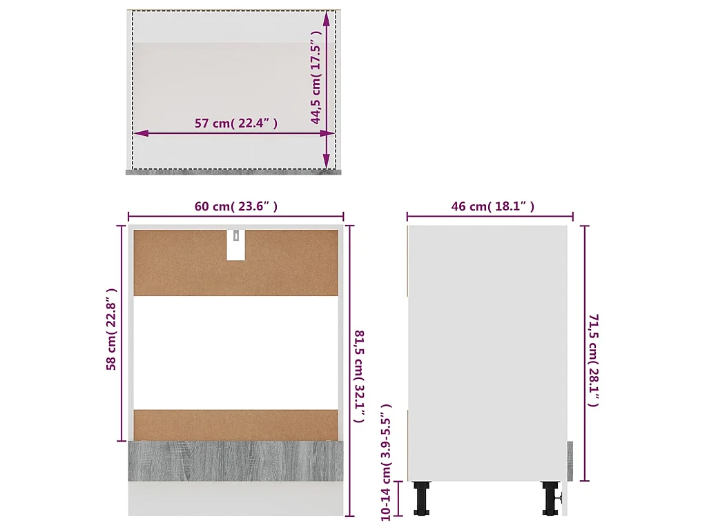 Mobile da Forno “Riga” Grigio Sonoma 60x46x81,5 cm