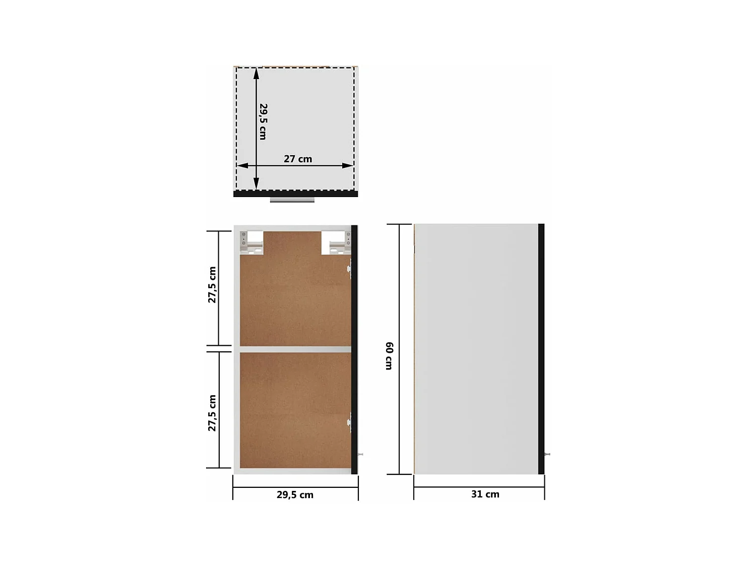 Armário de parede “Lyon” 29,5x31x60 cm derivados madeira preto
