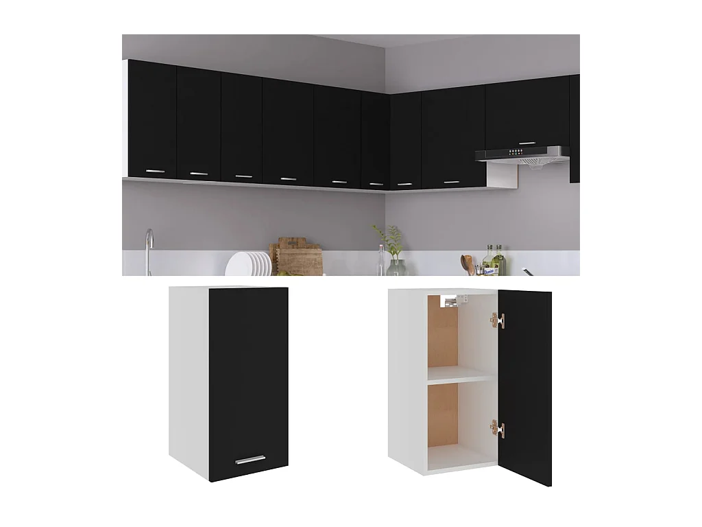 Armário de parede “Lyon” 29,5x31x60 cm derivados madeira preto