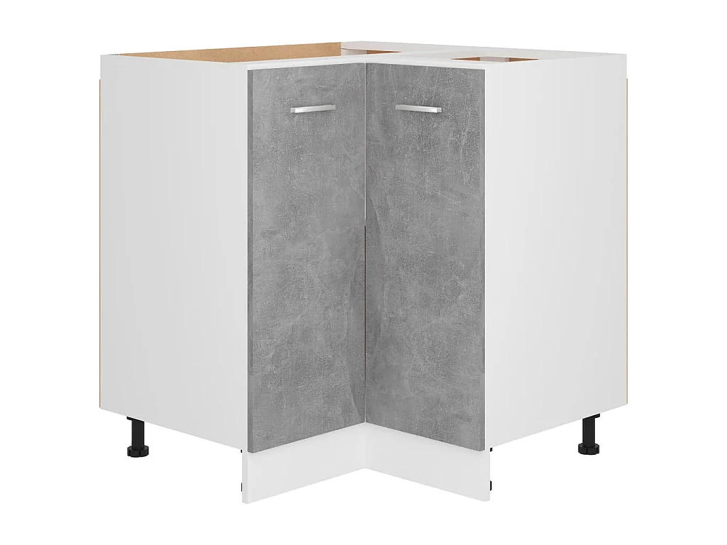 Armoire d'angle basse "Lyon" Gris béton 75,5 x 75,5 x 81,5 cm Bois d'ingénierie