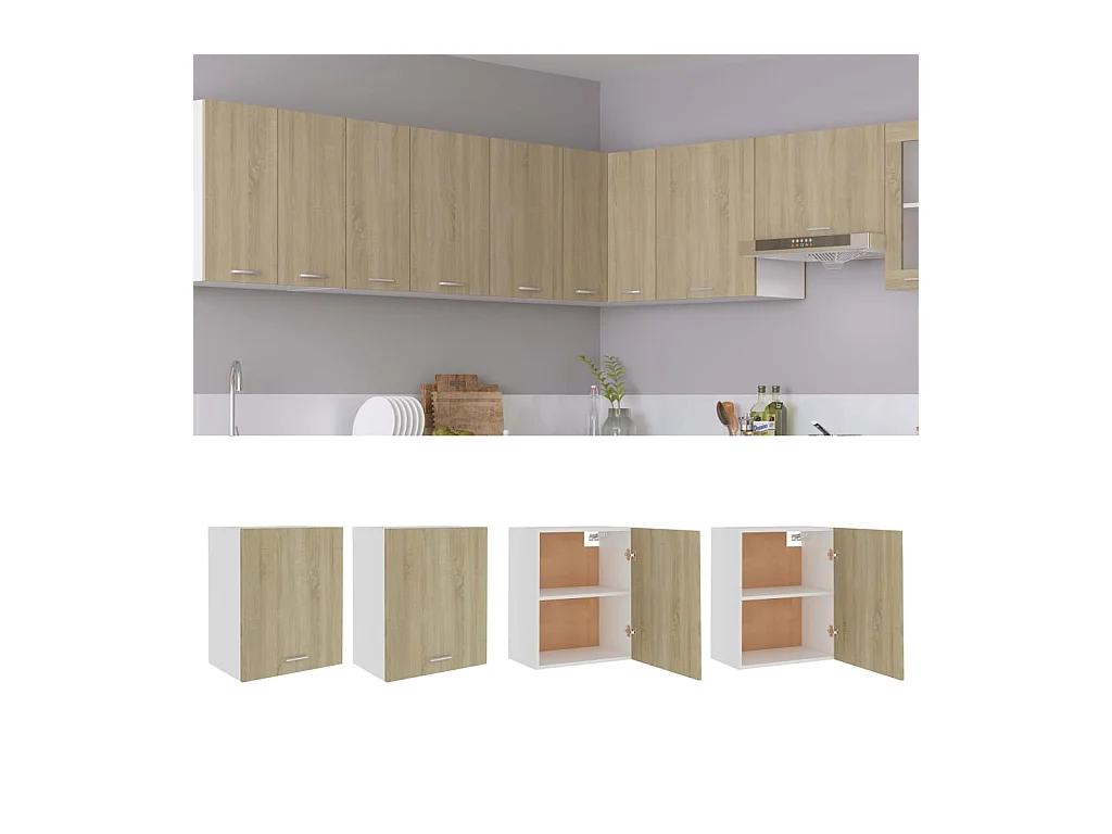 Armoires suspendues 2 pièces "Lyon" Chêne Sonoma 50x31x60 cm Bois d'ingénierie