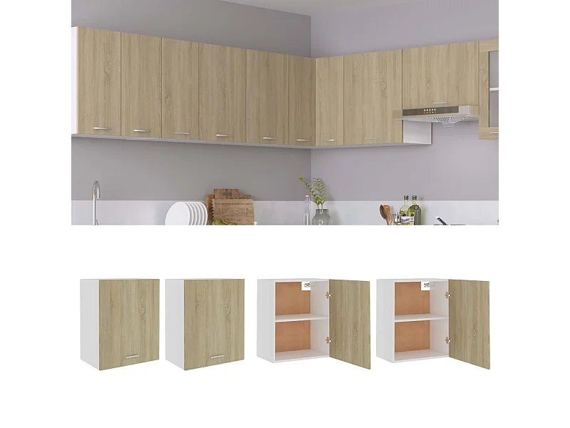 Armoires suspendues 2 pièces "Lyon" Chêne Sonoma 50x31x60 cm Bois d'ingénierie