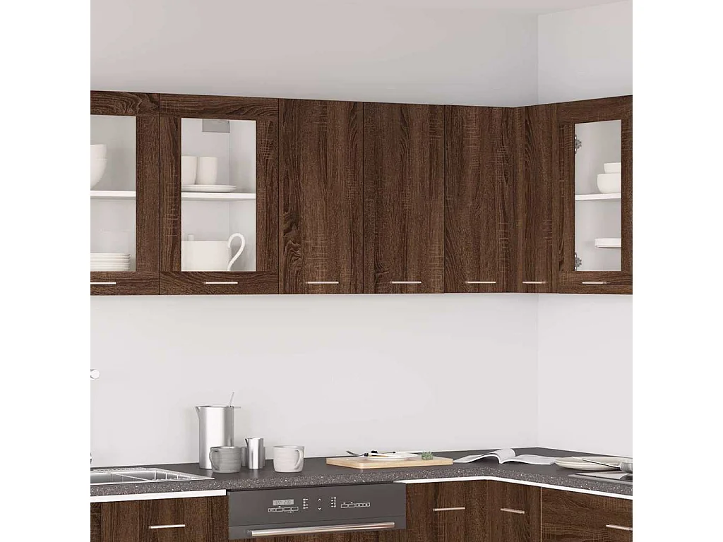 Wandkast hangend Lyon 60x31x60 cm bewerkt hout bruin eikenkleur