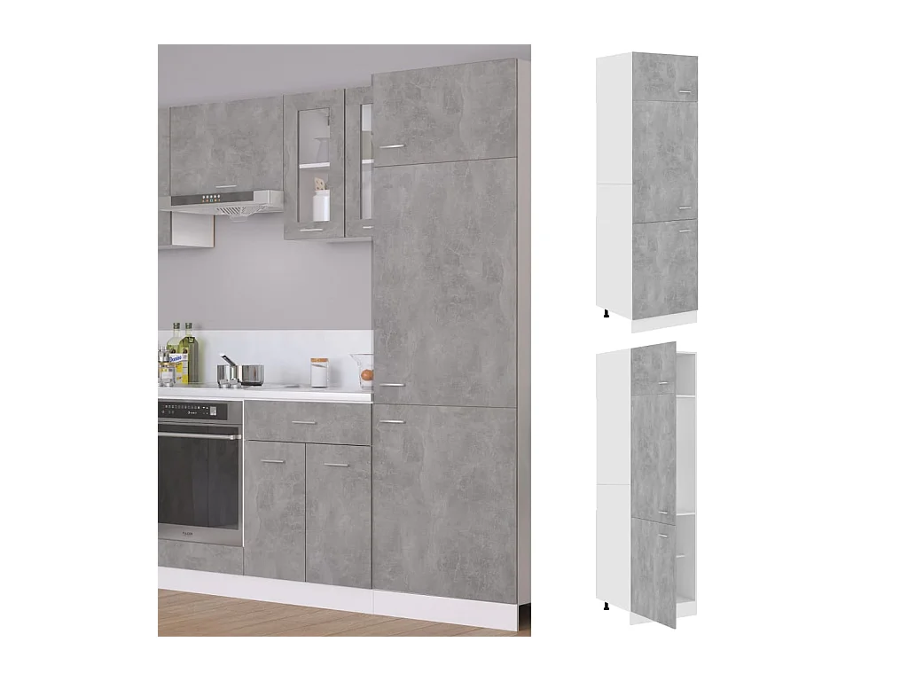 Koelkastkast 60x57x207 cm bewerkt hout betongrijs