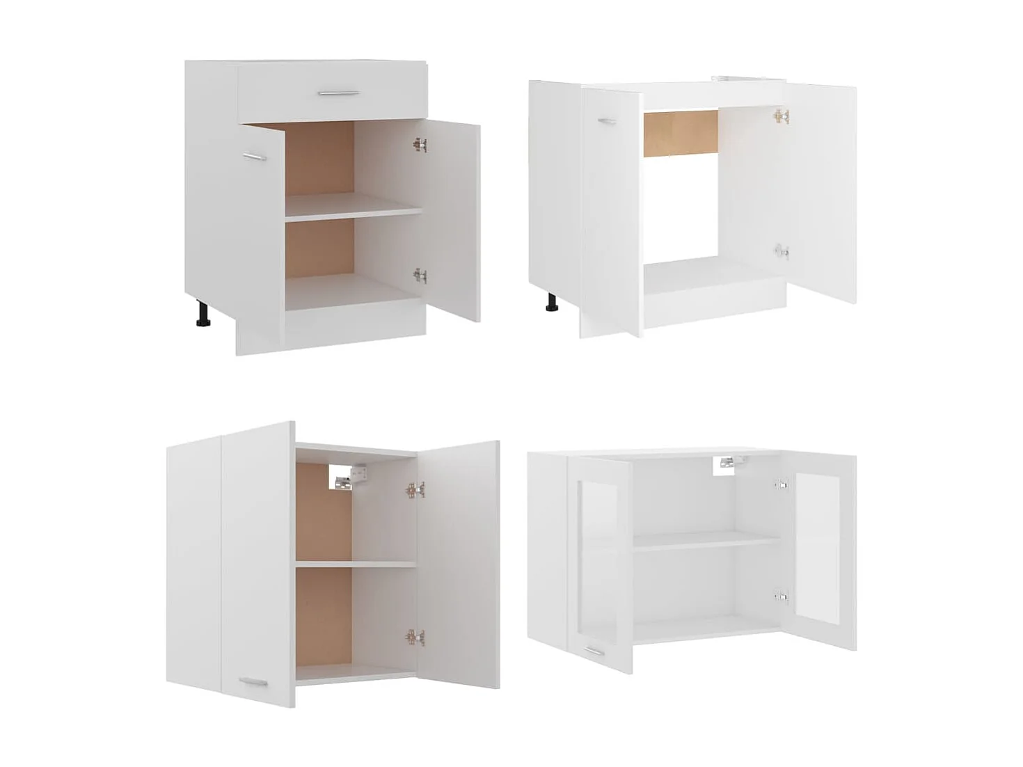 Conjunto de armarios de cocina de 4 piezas "Lyon" de en madera de ingeniería blanca