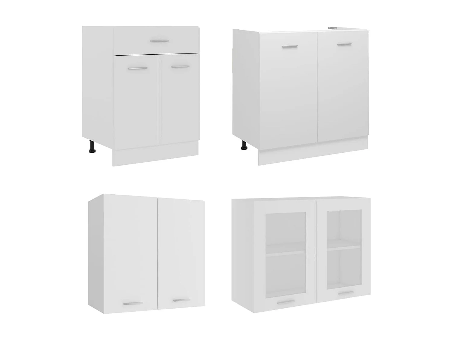 Ensemble de 4 meubles de cuisine "Lyon" en bois d'ingénierie blanc