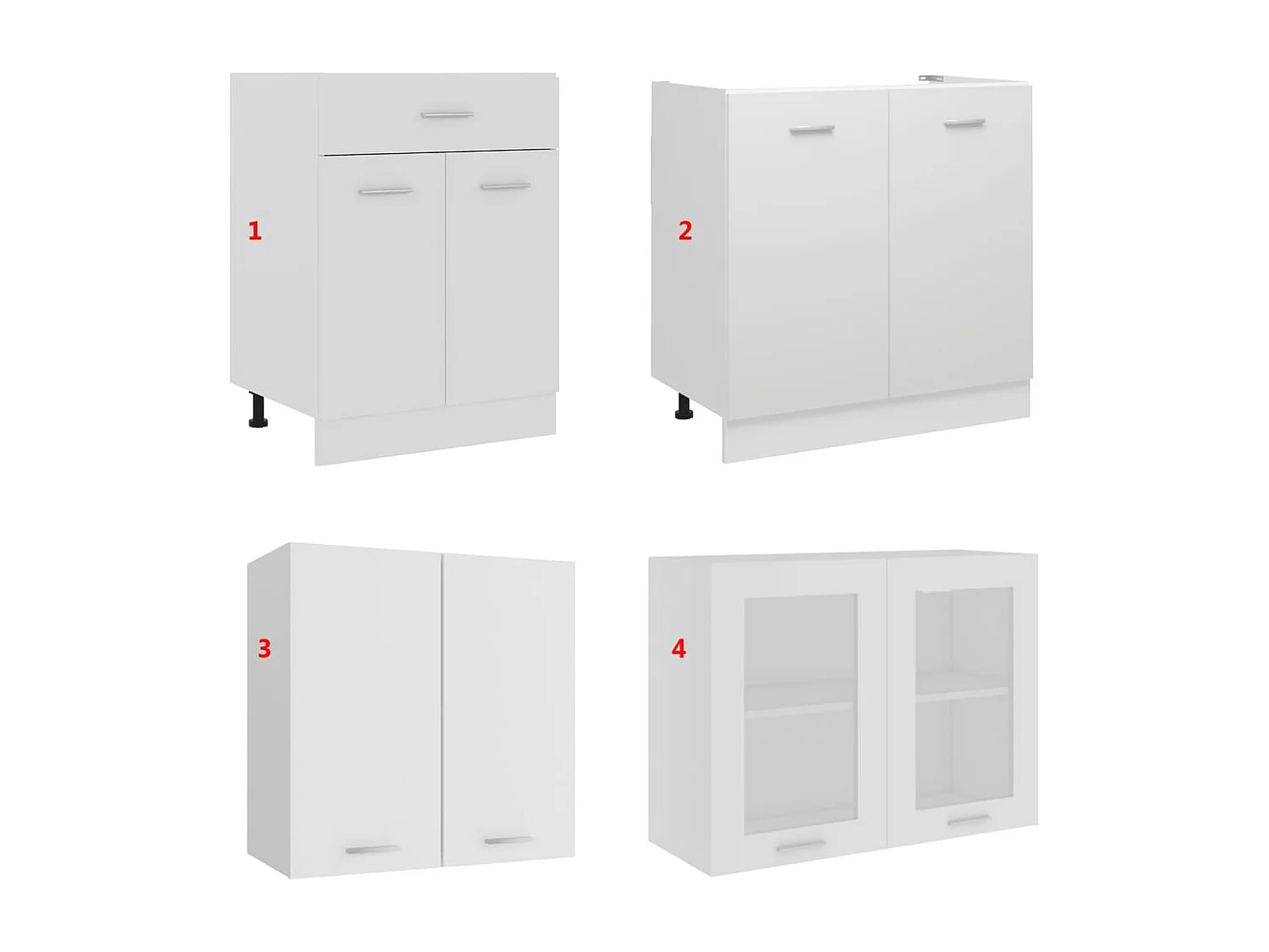 Ensemble de 4 meubles de cuisine "Lyon" en bois d'ingénierie blanc