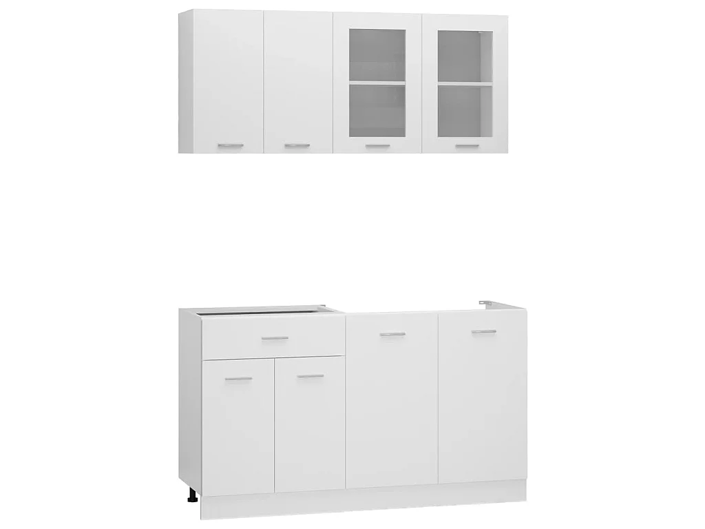 Ensemble de 4 meubles de cuisine "Lyon" en bois d'ingénierie blanc