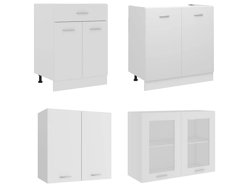 Ensemble de 4 meubles de cuisine "Lyon" en bois d'ingénierie blanc