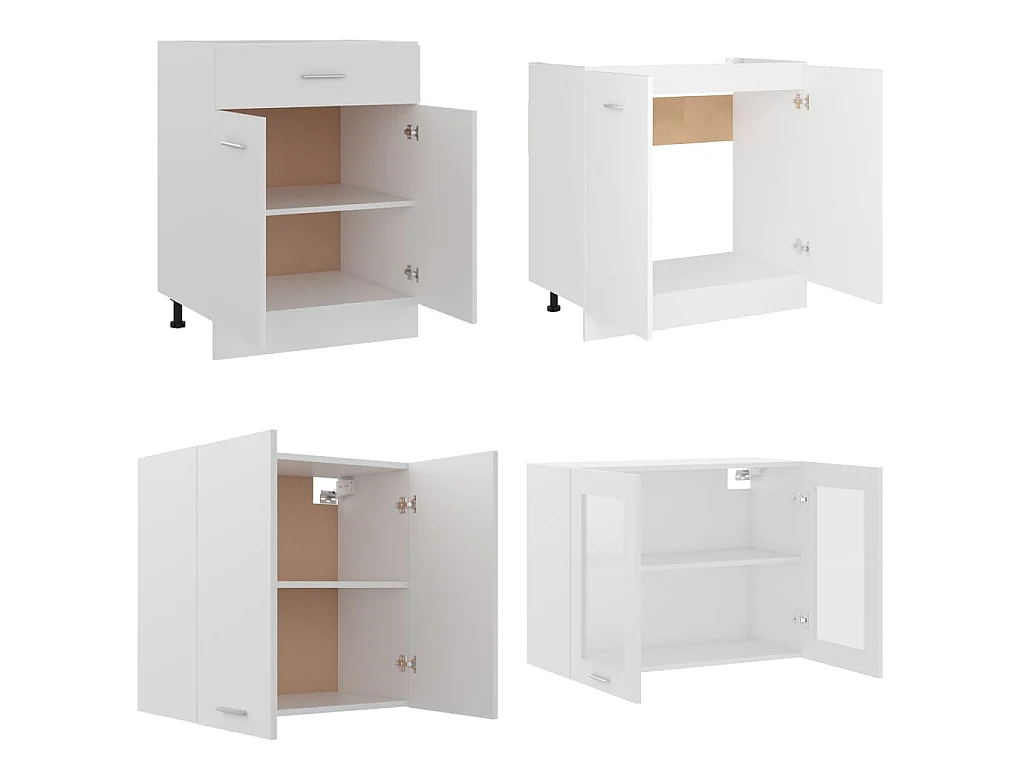 Ensemble de 4 meubles de cuisine "Lyon" en bois d'ingénierie blanc