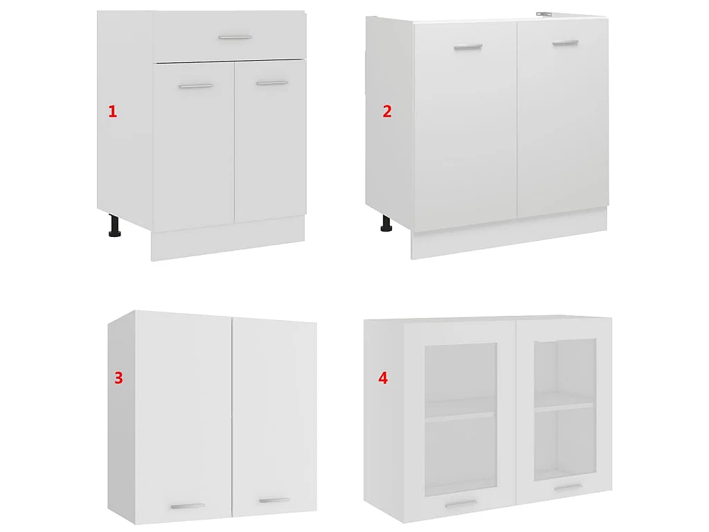 Ensemble de 4 meubles de cuisine "Lyon" en bois d'ingénierie blanc