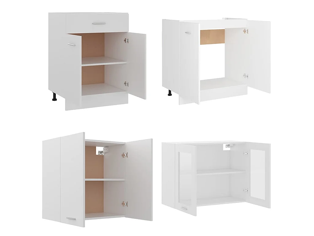 Ensemble de 4 meubles de cuisine "Lyon" en bois d'ingénierie blanc