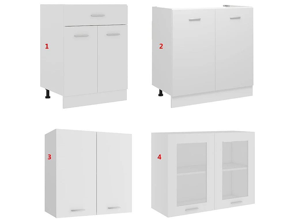 Ensemble de 4 meubles de cuisine "Lyon" en bois d'ingénierie blanc