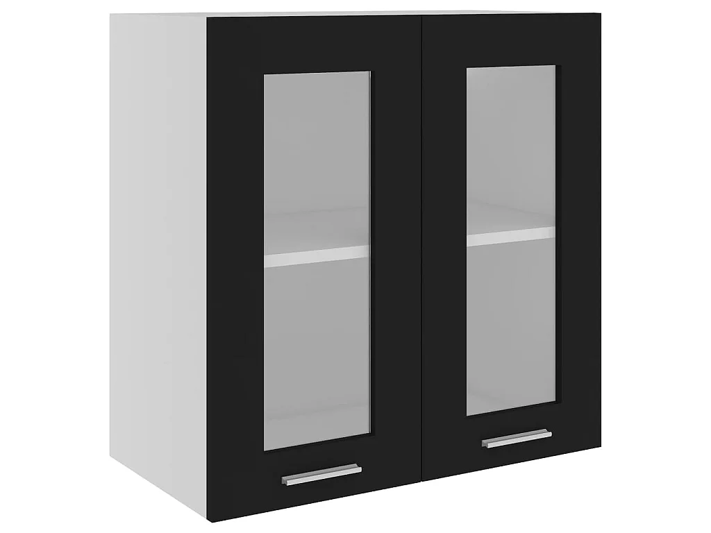 Hängeglasschrank Lyon Schwarz 60x31x60 cm Holzwerkstoff