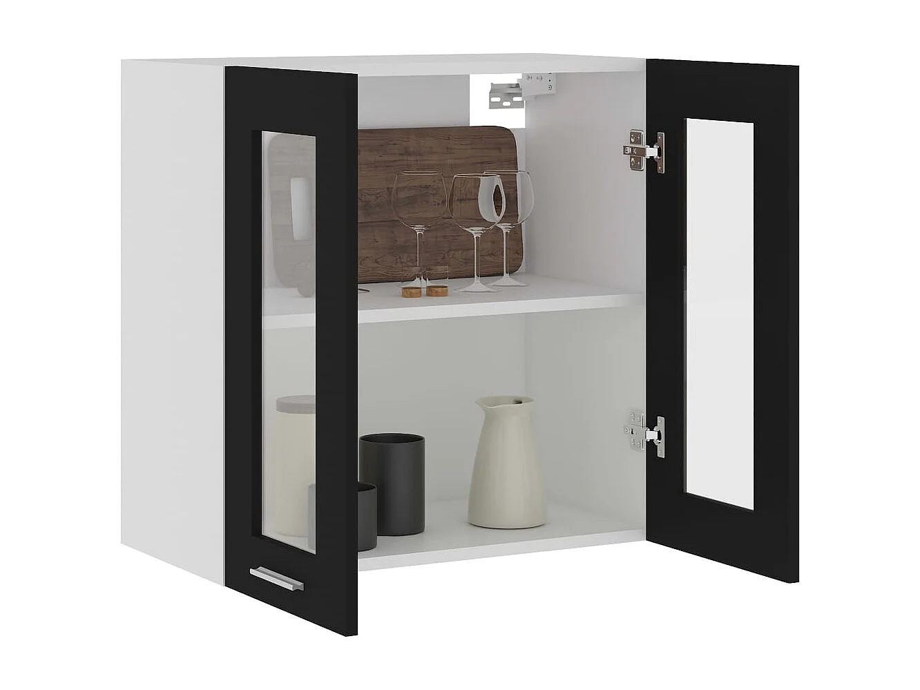 Hängeglasschrank Lyon Schwarz 60x31x60 cm Holzwerkstoff