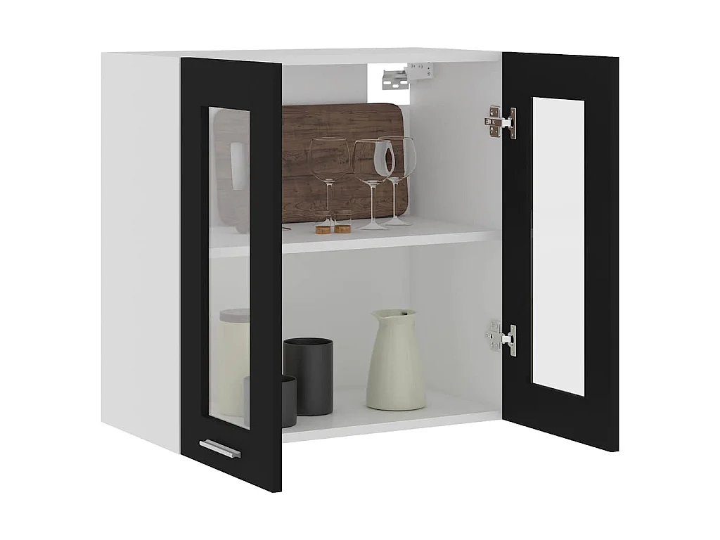 Vitrine suspendue "Lyon" Noir 60 x 31 x 60 cm Bois d'ingénierie
