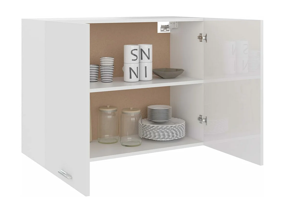 Hangkast Lyon 80x31x60 cm bewerkt hout hoogglans wit