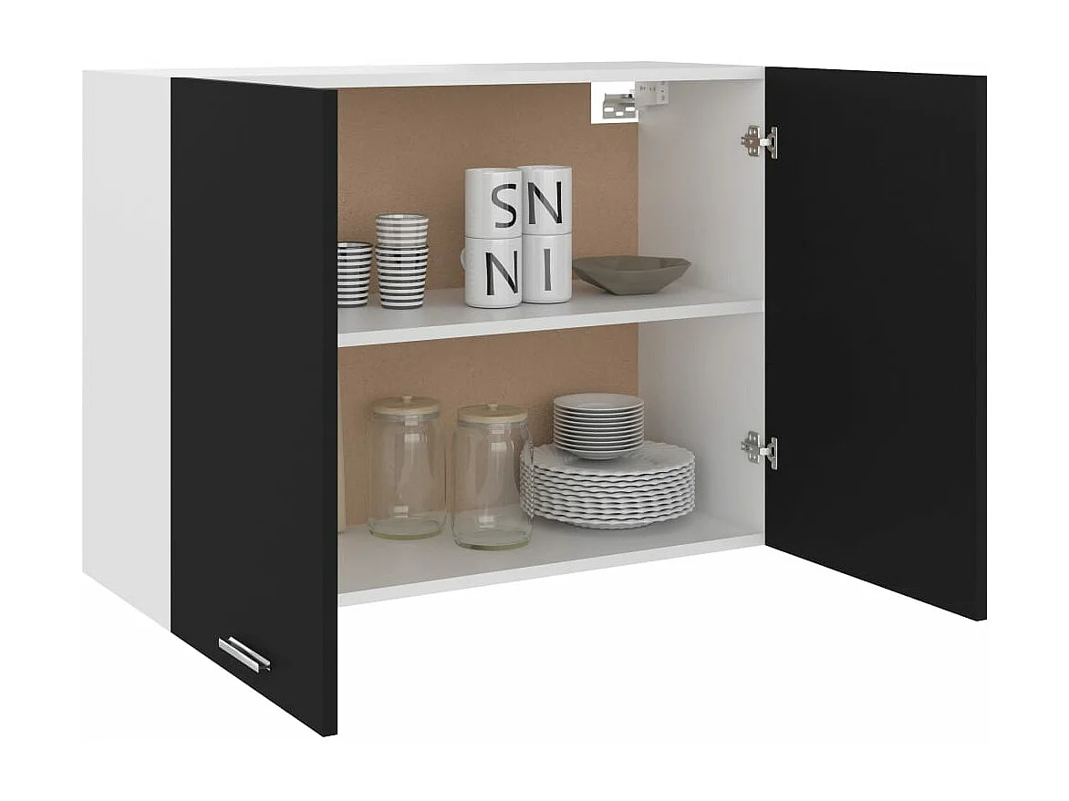 Hängeschrank Lyon Schwarz 80x31x60 cm Holzwerkstoff